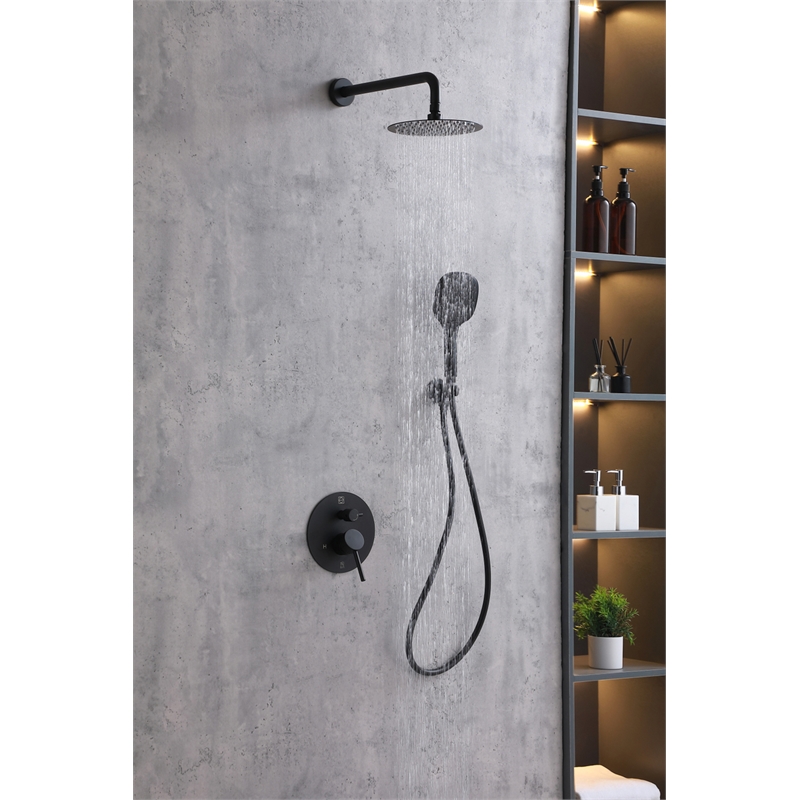 Elegant Kitchen and Bath George Brass Shower Faucet System in Matte Black