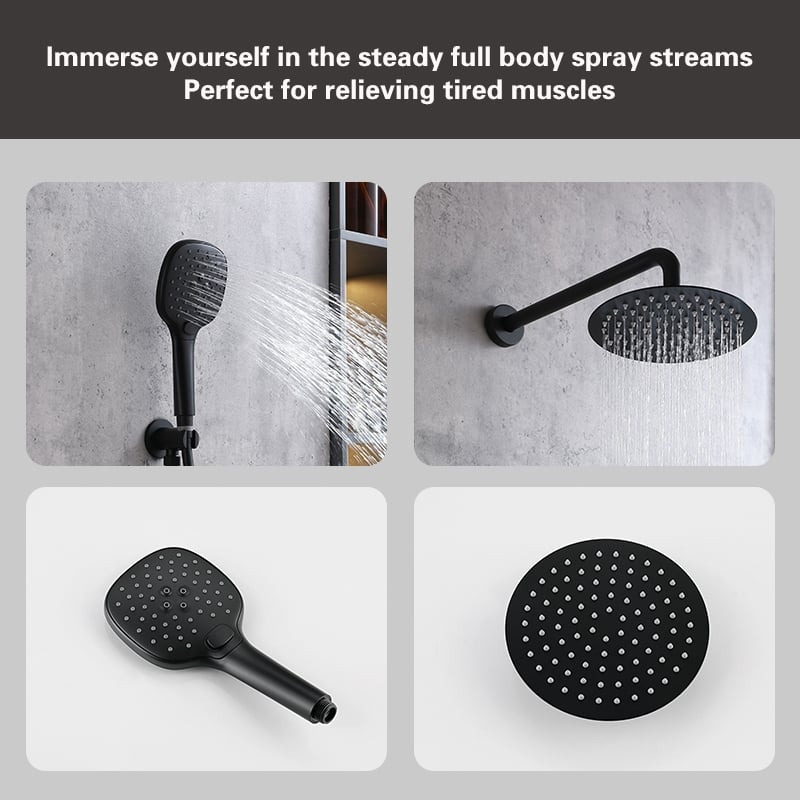 Elegant Kitchen and Bath George Brass Shower Faucet System in Matte Black