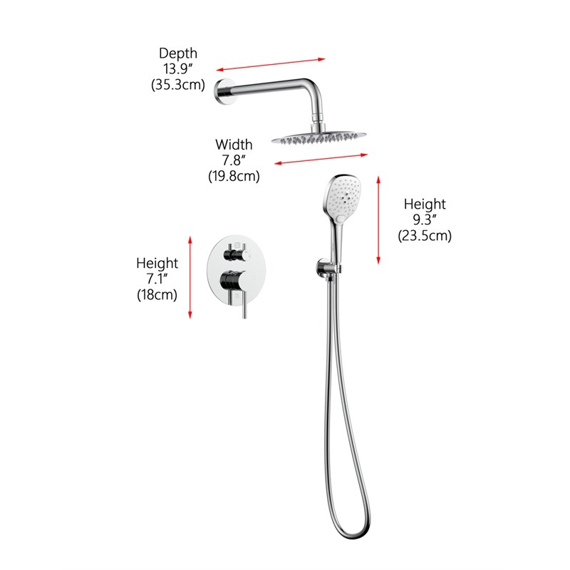 Elegant Kitchen and Bath George Brass Shower Faucet System in Chrome