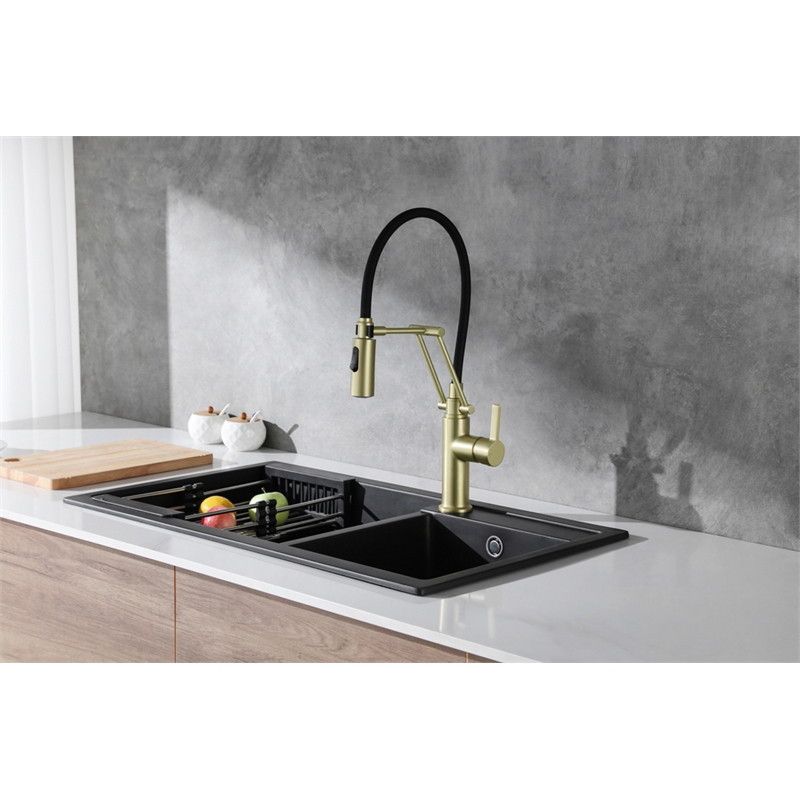 Elegant Kitchen and Bath Leonardo Brass Kitchen Faucet in Brushed Gold