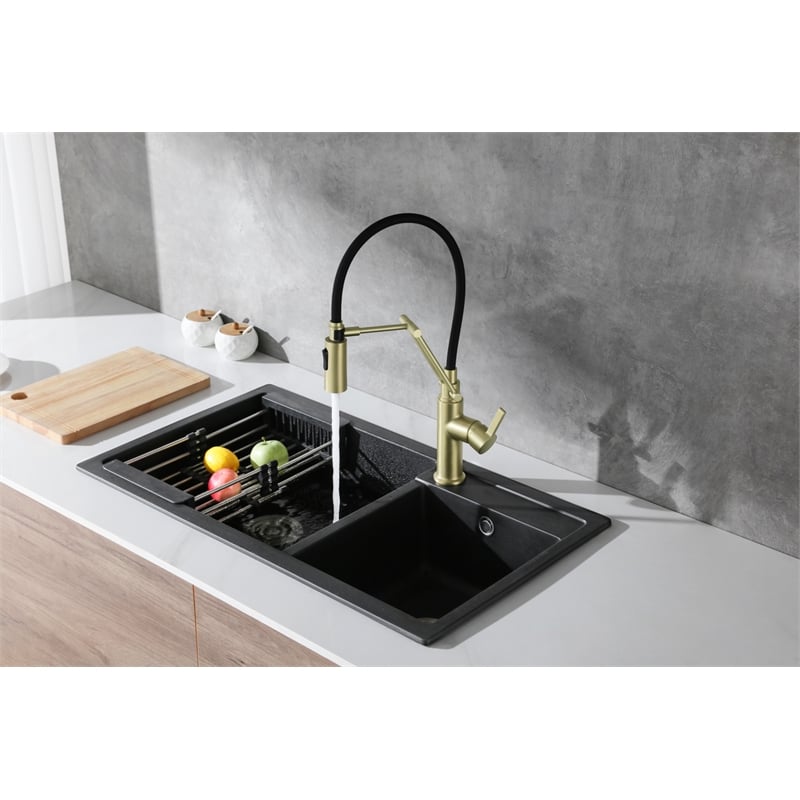 Elegant Kitchen and Bath Leonardo Brass Kitchen Faucet in Brushed Gold