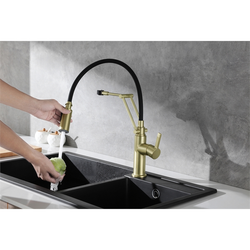 Elegant Kitchen and Bath Leonardo Brass Kitchen Faucet in Brushed Gold