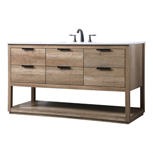 Elegant Kitchen and Bath Larkin 60&quot Solid Wood Single Bathroom Vanity in Oak