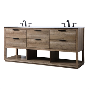 Elegant Kitchen and Bath Larkin 72&quot Solid Wood Double Bathroom Vanity in Oak
