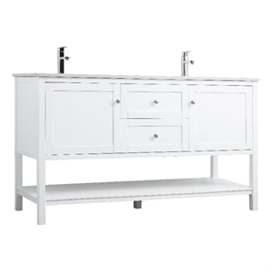Elegant Kitchen and Bath Heath 60&quot Solid Wood Double Bathroom Vanity in White