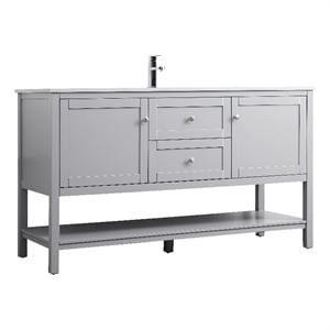 Elegant Kitchen and Bath Heath 60&quot Solid Wood Single Bathroom Vanity in Gray