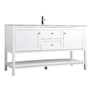 Elegant Kitchen and Bath Heath 60&quot Solid Wood Single Bathroom Vanity in White