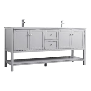 Elegant Kitchen and Bath Heath 72&quot Solid Wood Double Bathroom Vanity in Gray