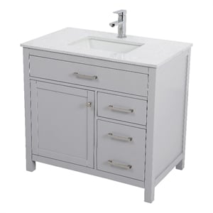 Elegant Kitchen and Bath Lewis 36&quot Solid Wood Single Bathroom Vanity in Gray