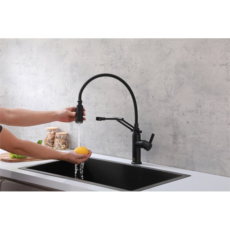 Elegant Kitchen and Bath Leonardo Brass Kitchen Faucet in Matte Black