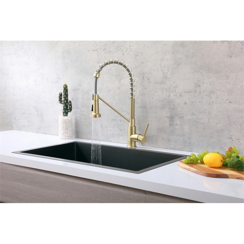 Elegant Kitchen and Bath Yara Brass Kitchen Faucet in Brushed Gold