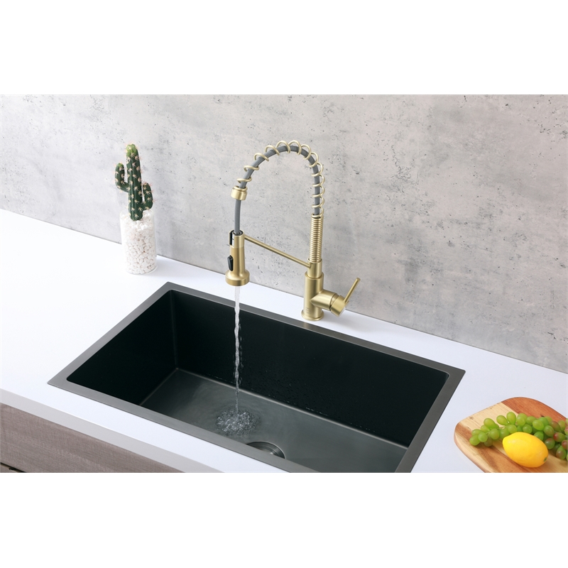Elegant Kitchen and Bath Yara Brass Kitchen Faucet in Brushed Gold
