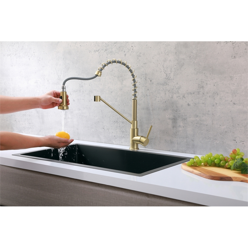 Elegant Kitchen and Bath Yara Brass Kitchen Faucet in Brushed Gold
