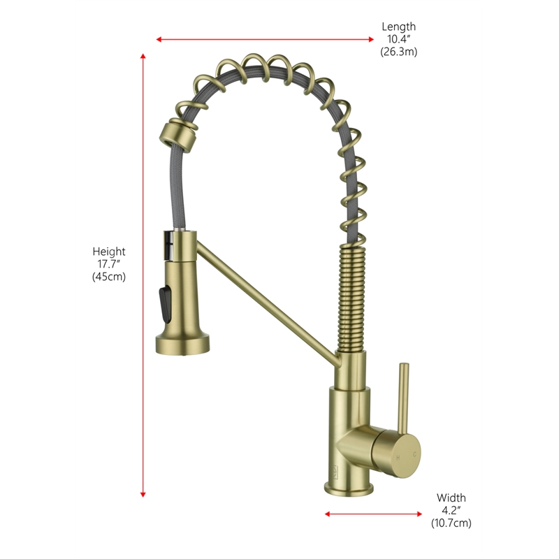 Elegant Kitchen and Bath Yara Brass Kitchen Faucet in Brushed Gold