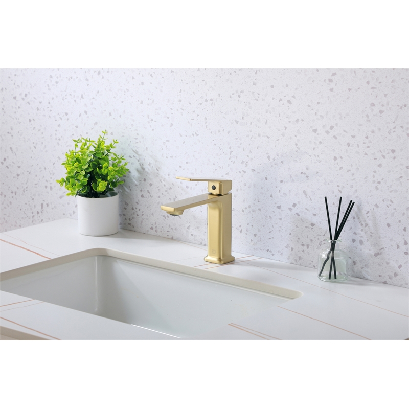 Elegant Kitchen and Bath Lena Brass Single Hole Bathroom Faucet in Brushed Gold