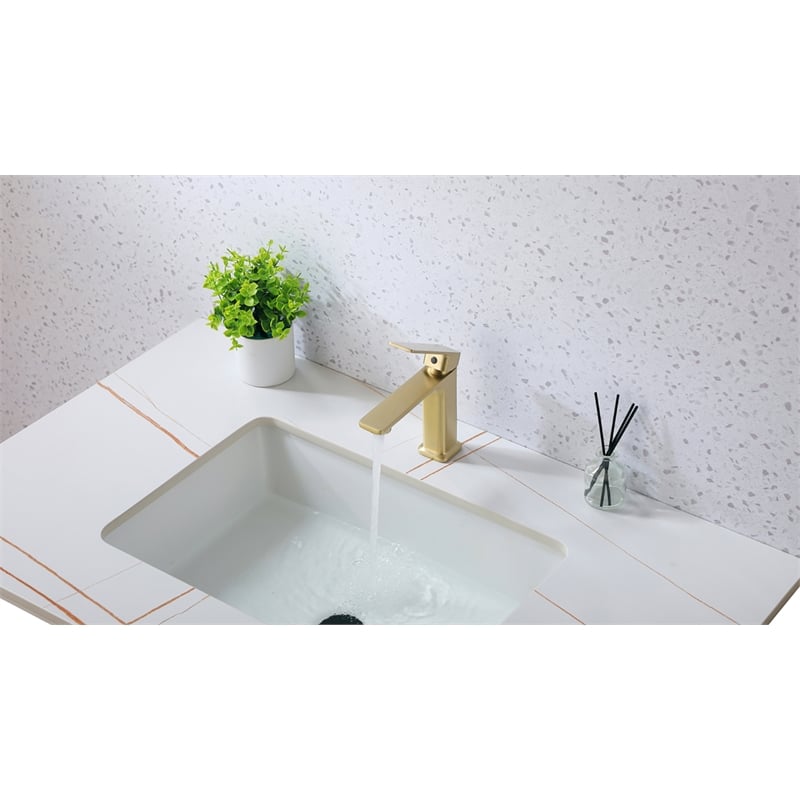 Elegant Kitchen and Bath Lena Brass Single Hole Bathroom Faucet in Brushed Gold