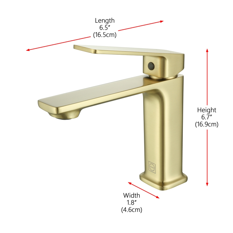 Elegant Kitchen and Bath Lena Brass Single Hole Bathroom Faucet in Brushed Gold