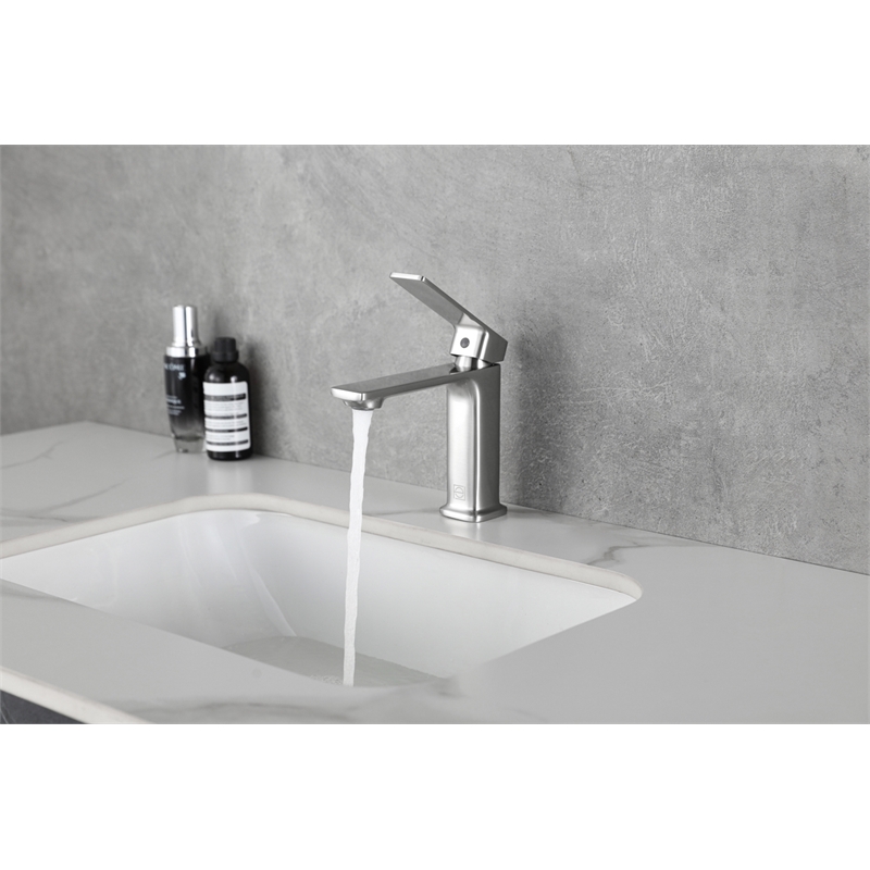 Elegant Kitchen and Bath Lena Brass Single Hole Bathroom Faucet in Nickel