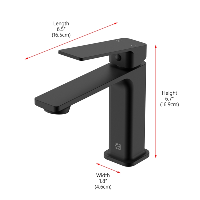 Elegant Kitchen and Bath Lena Brass Single Hole Bathroom Faucet in Matte Black