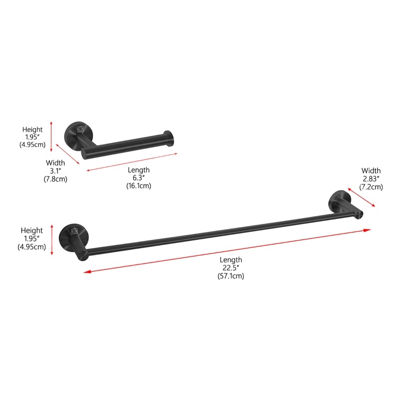 Elegant Kitchen and Bath Alma 2-Pc Stainless Steel Hardware Set in Black