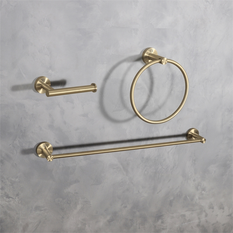 Elegant Kitchen and Bath Alma 3-Pc Stainless Steel Hardware Set in Gold