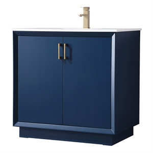 Elegant Kitchen and Bath Hayes 36&quot Solid Wood Single Bathroom Vanity in Blue