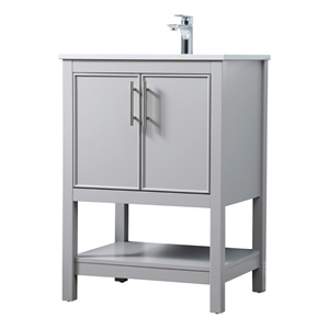 Elegant Kitchen and Bath Everett 24&quot Solid Wood Single Bathroom Vanity in Gray