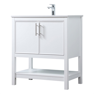 Elegant Kitchen and Bath Everett 30&quot Solid Wood Single Bathroom Vanity in White