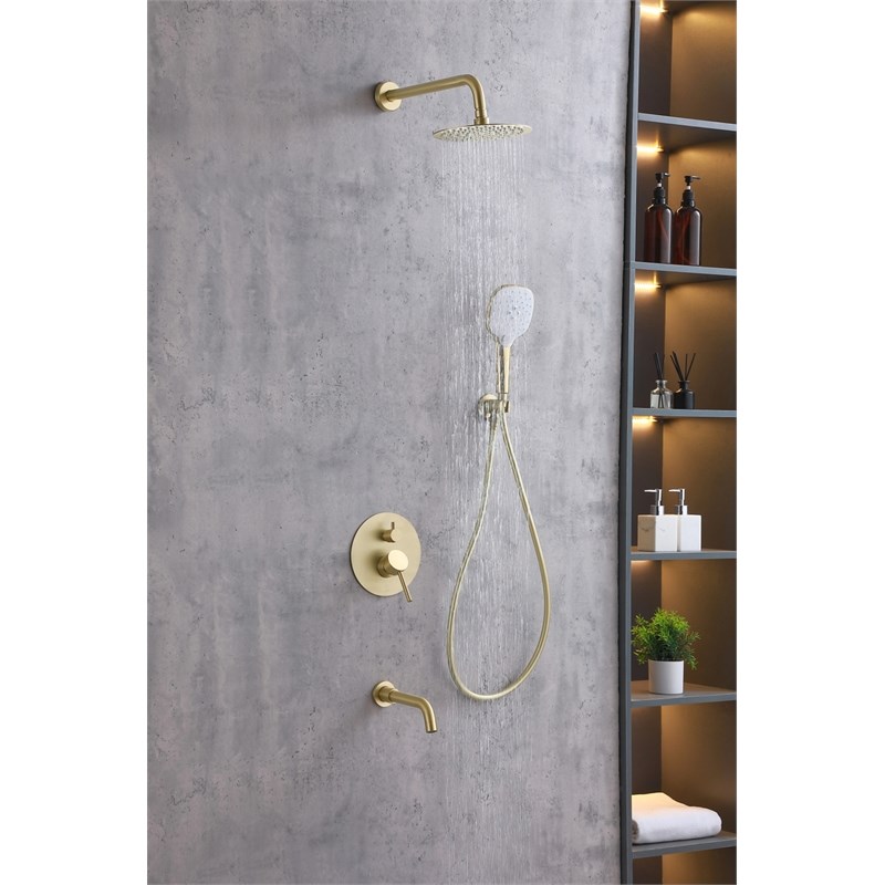 Elegant Kitchen and Bath George Brass Shower and Tub Faucet in Brushed Gold