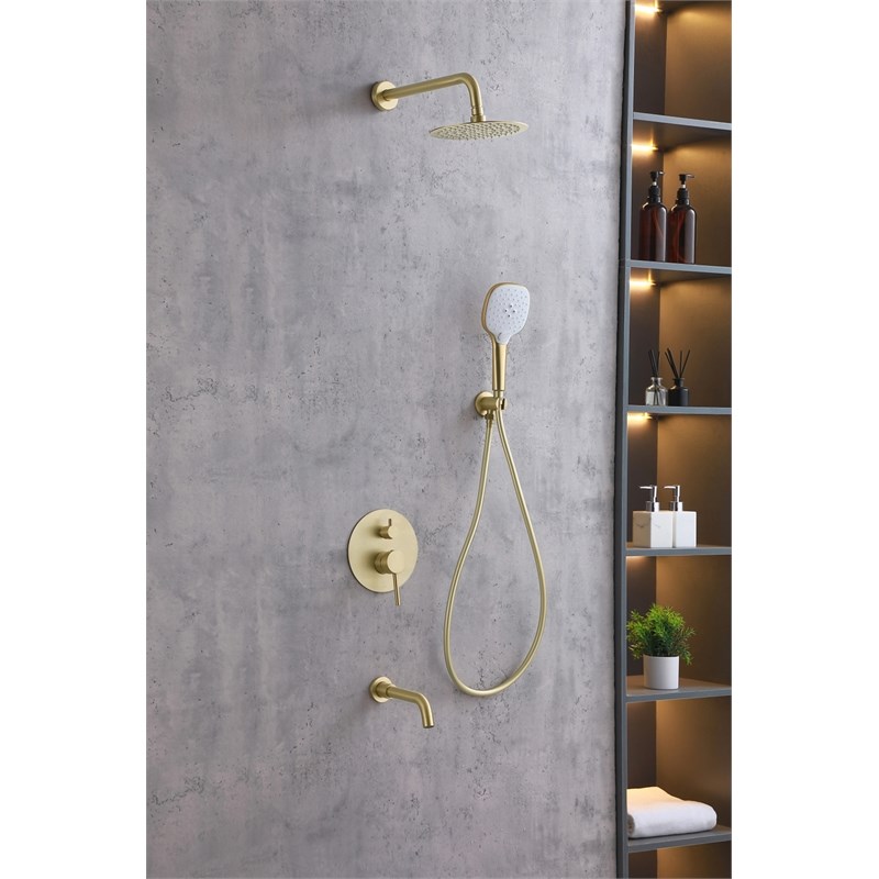 Elegant Kitchen and Bath George Brass Shower and Tub Faucet in Brushed Gold