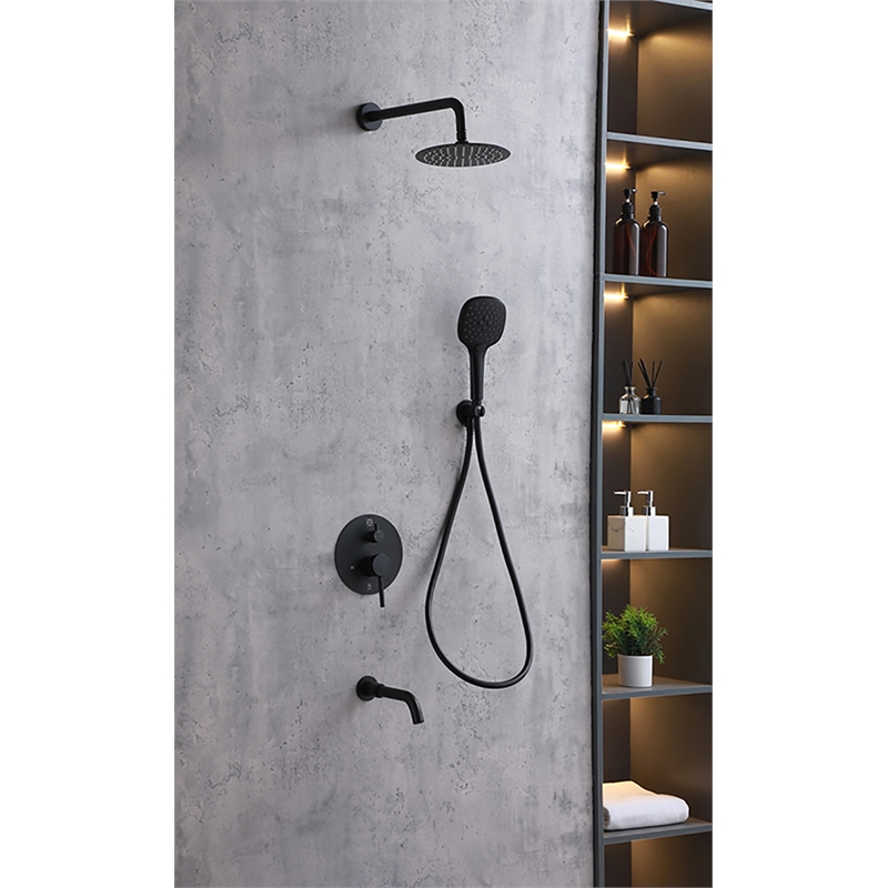 Elegant Kitchen and Bath George Brass Shower and Tub Faucet in Matte Black