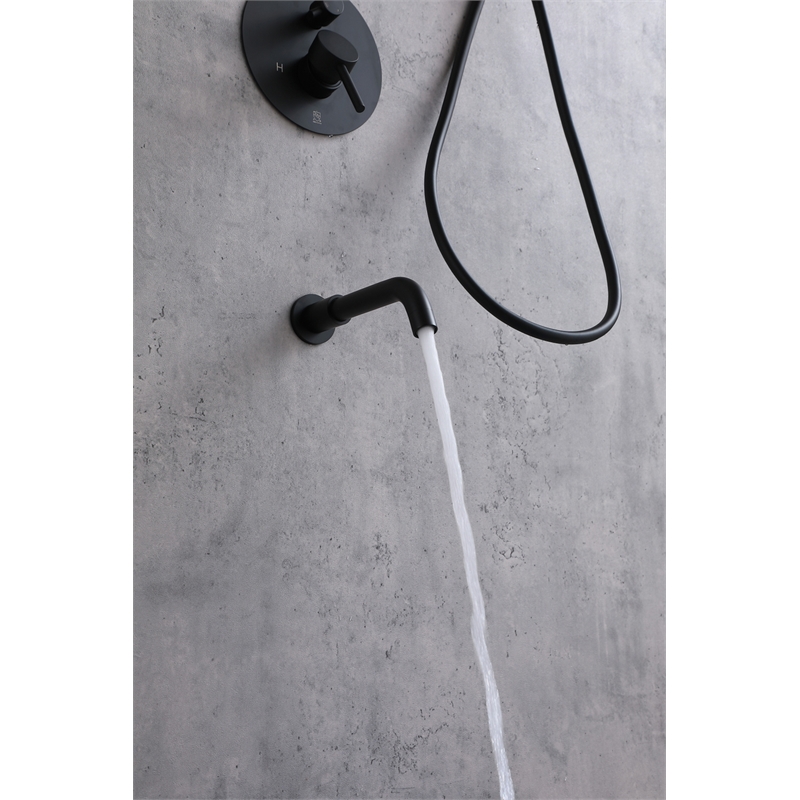 Elegant Kitchen and Bath George Brass Shower and Tub Faucet in Matte Black