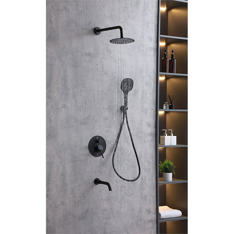Elegant Kitchen and Bath George Brass Shower and Tub Faucet in Matte Black