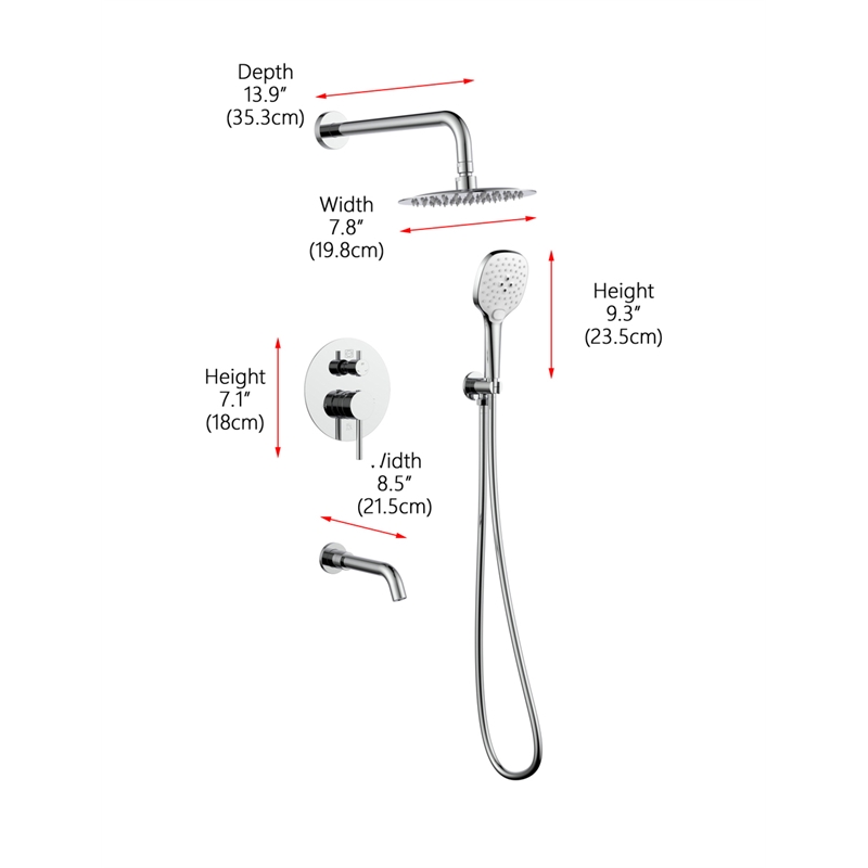 Elegant Kitchen and Bath George Brass Shower and Tub Faucet in Chrome