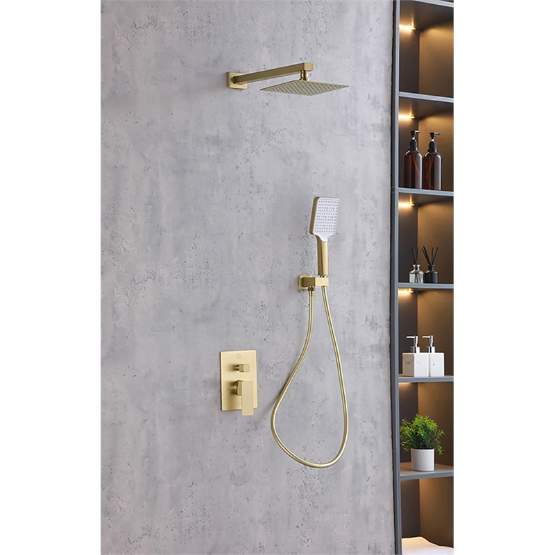 Elegant Kitchen and Bath Petar Brass Shower Faucet System in Brushed Gold