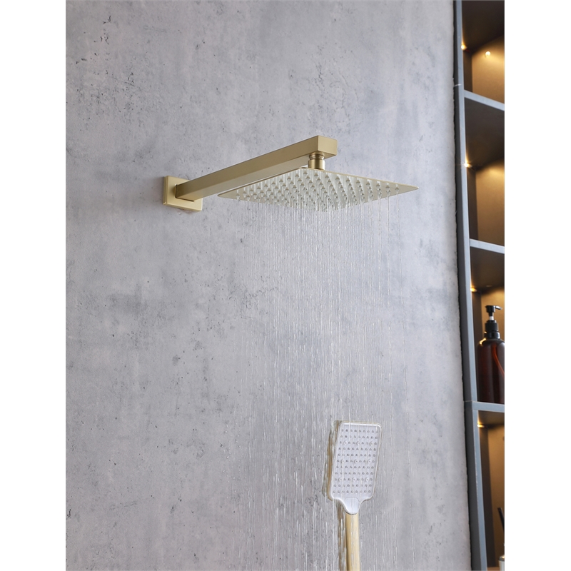Elegant Kitchen and Bath Petar Brass Shower Faucet System in Brushed Gold