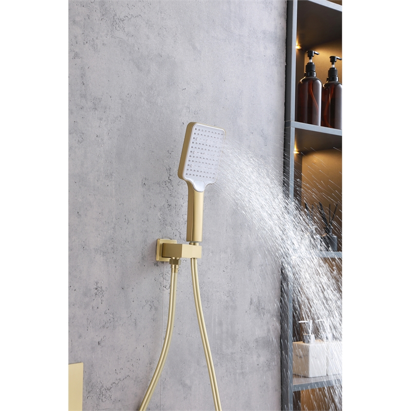 Elegant Kitchen and Bath Petar Brass Shower Faucet System in Brushed Gold