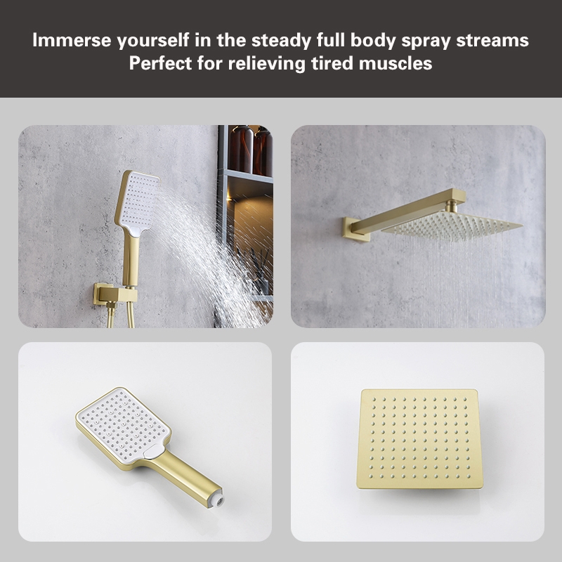 Elegant Kitchen and Bath Petar Brass Shower Faucet System in Brushed Gold