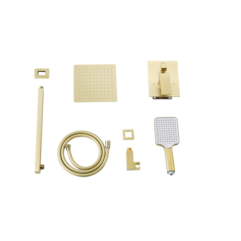 Elegant Kitchen and Bath Petar Brass Shower Faucet System in Brushed Gold