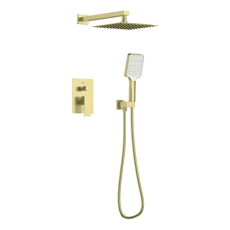 Elegant Kitchen and Bath Petar Brass Shower Faucet System in Brushed Gold