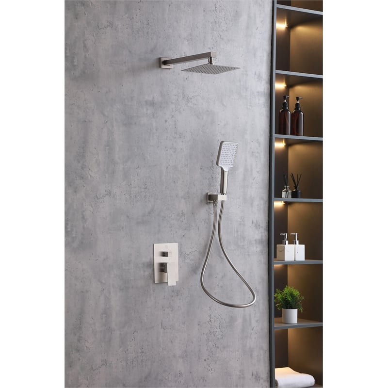 Elegant Kitchen and Bath Petar Brass Shower Faucet System in Nickel