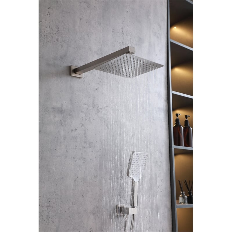 Elegant Kitchen and Bath Petar Brass Shower Faucet System in Nickel