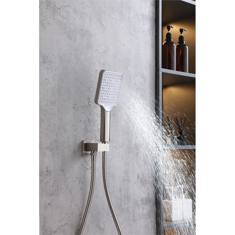 Elegant Kitchen and Bath Petar Brass Shower Faucet System in Nickel