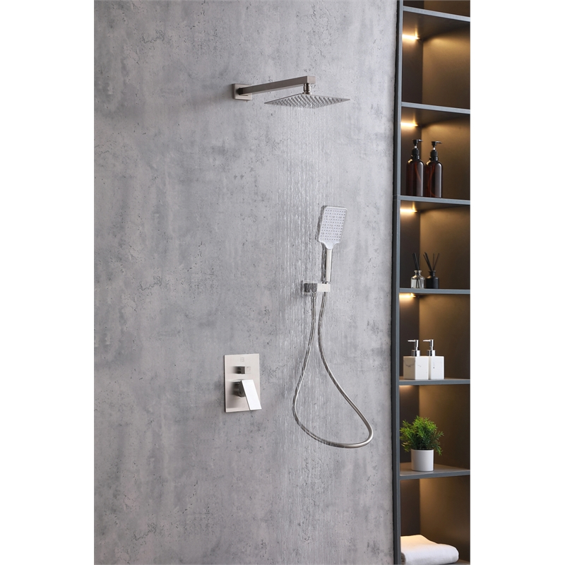 Elegant Kitchen and Bath Petar Brass Shower Faucet System in Nickel