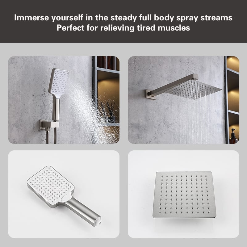Elegant Kitchen and Bath Petar Brass Shower Faucet System in Nickel
