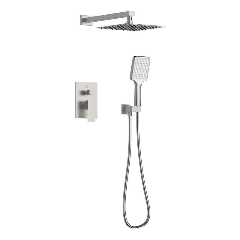 Elegant Kitchen and Bath Petar Brass Shower Faucet System in Nickel