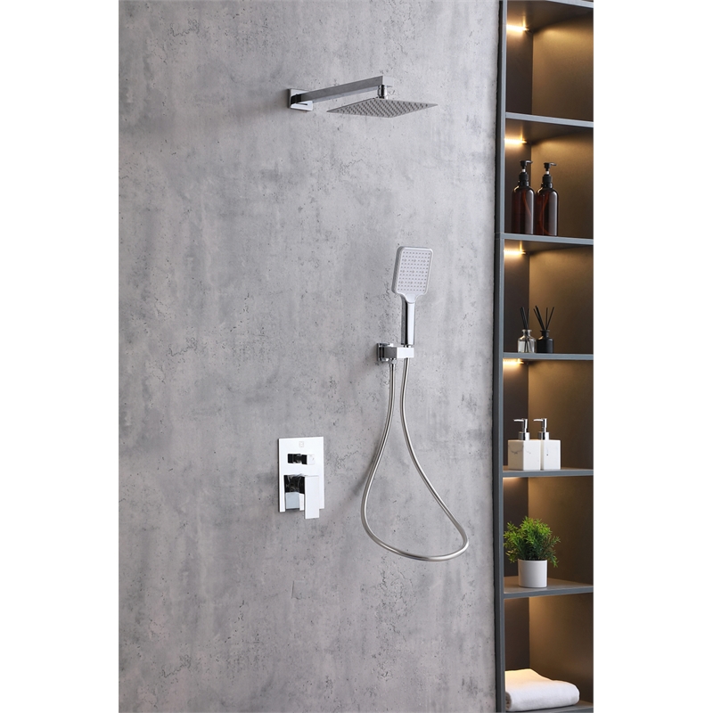 Elegant Kitchen and Bath Petar Brass Shower Faucet System in Chrome/White