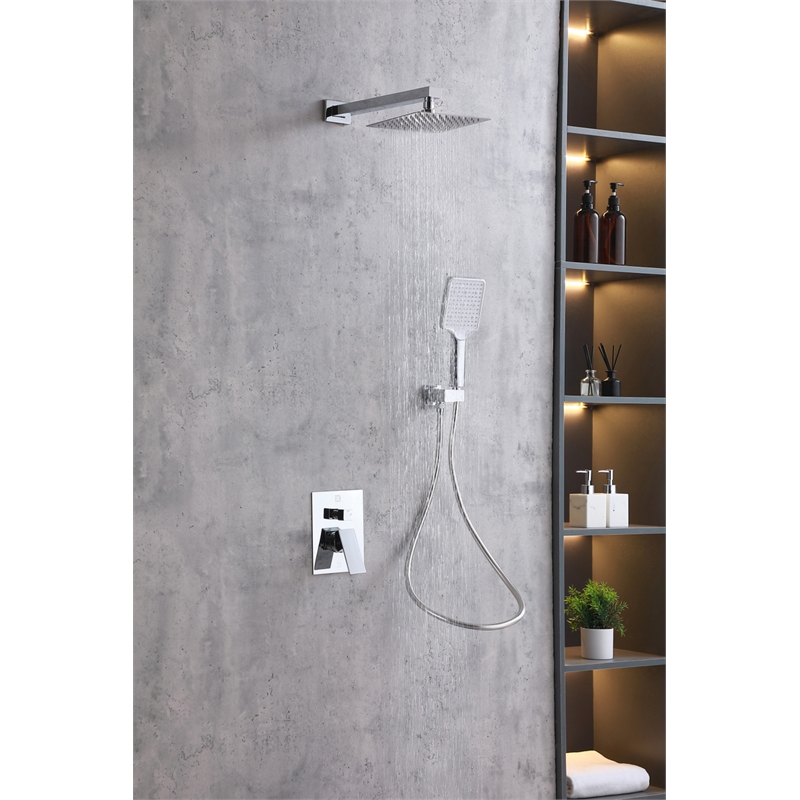 Elegant Kitchen and Bath Petar Brass Shower Faucet System in Chrome/White