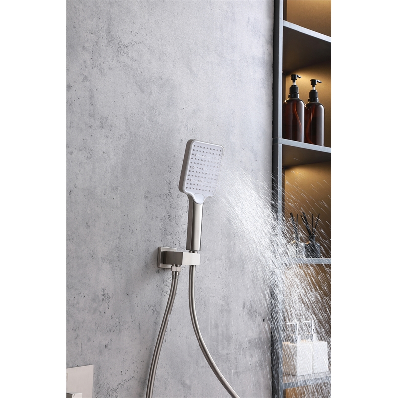 Elegant Kitchen and Bath Petar Brass Shower Faucet System in Brushed Nickel