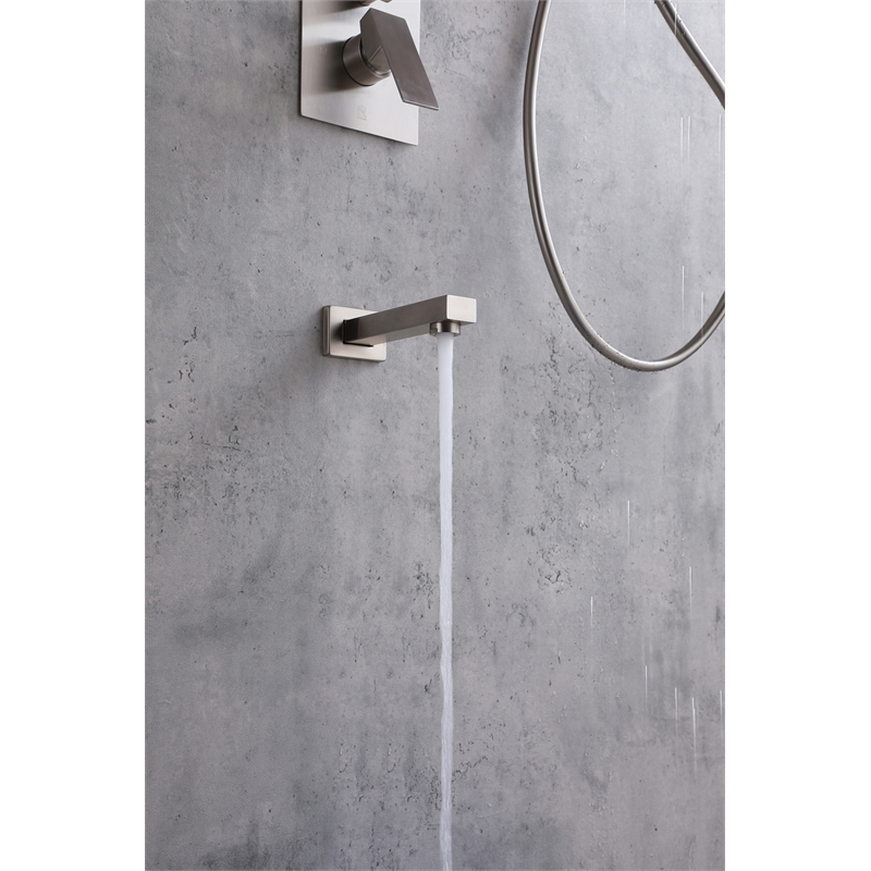 Elegant Kitchen and Bath Petar Brass Shower Faucet System in Brushed Nickel